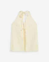 Top en lin col V dos nu à nouer jaune Wise