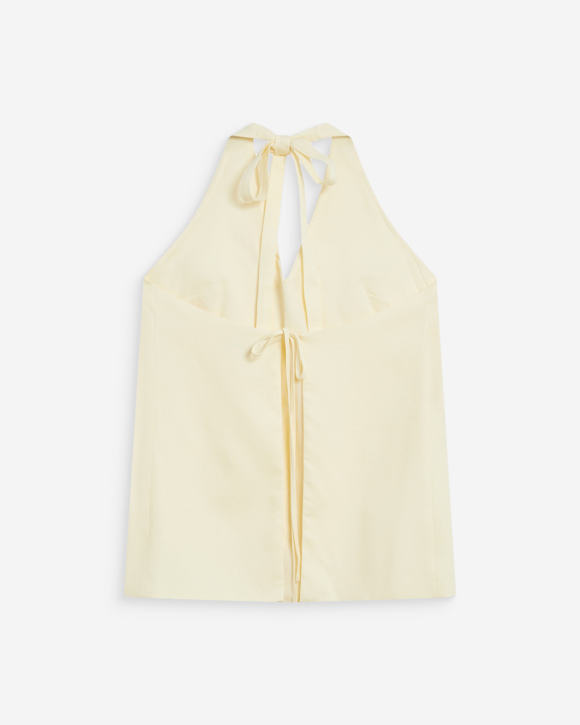 Top en lin col V dos nu à nouer jaune Wise