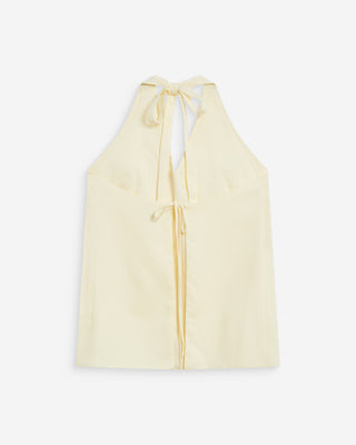 Top en lin col V dos nu à nouer jaune Wise