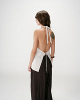 Top de lino escote V sable Wise