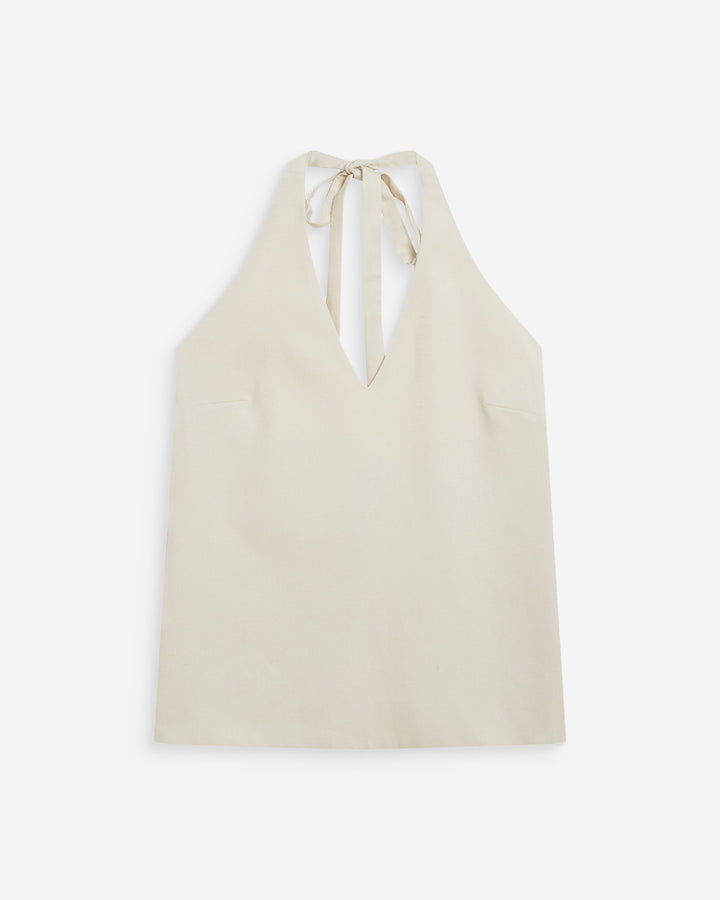 Top de lino escote V sable Wise