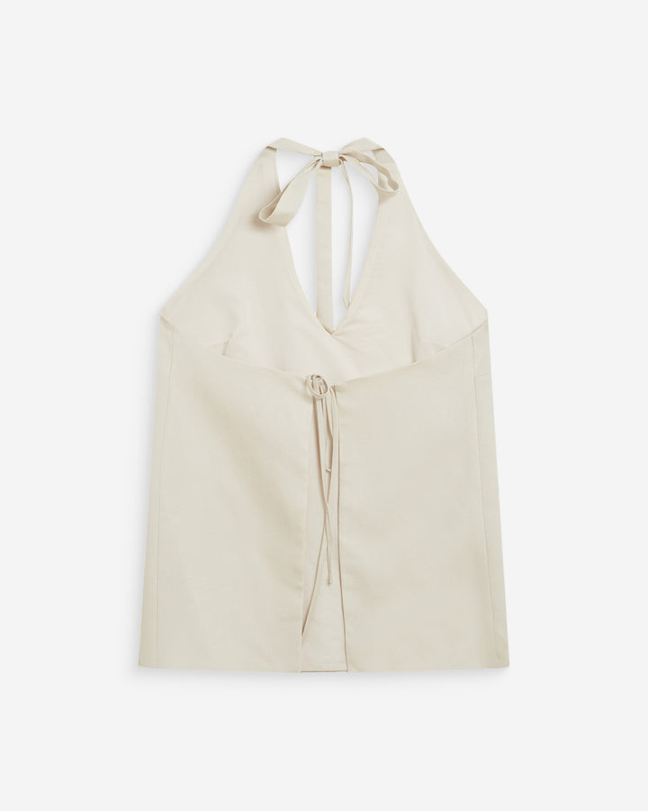 Top de lino escote V sable Wise