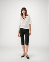 Polo de punto calado escote en V ivoire Wilmot