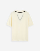 Polo de punto calado escote en V ivoire Wilmot