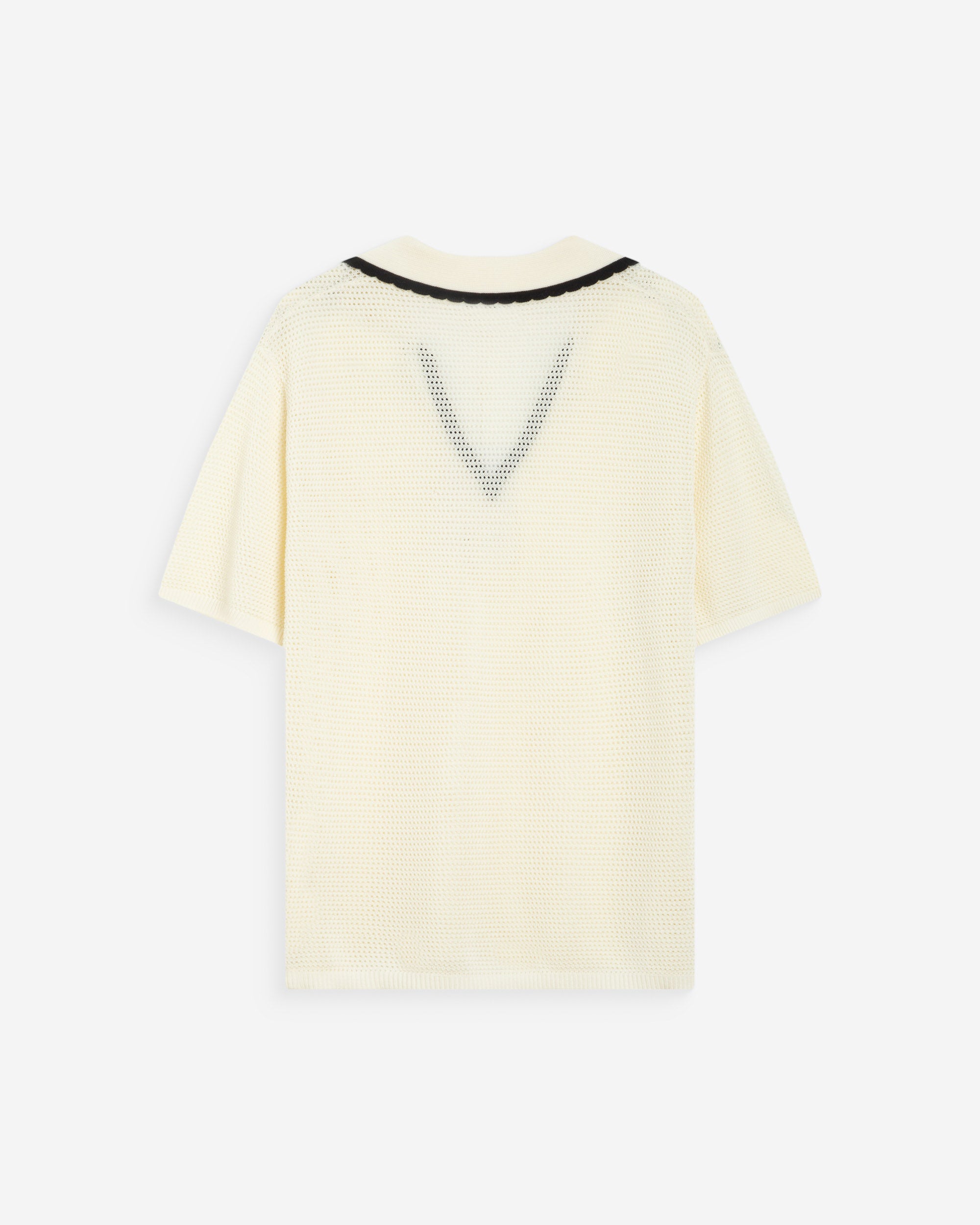 Polo de punto calado escote en V ivoire Wilmot