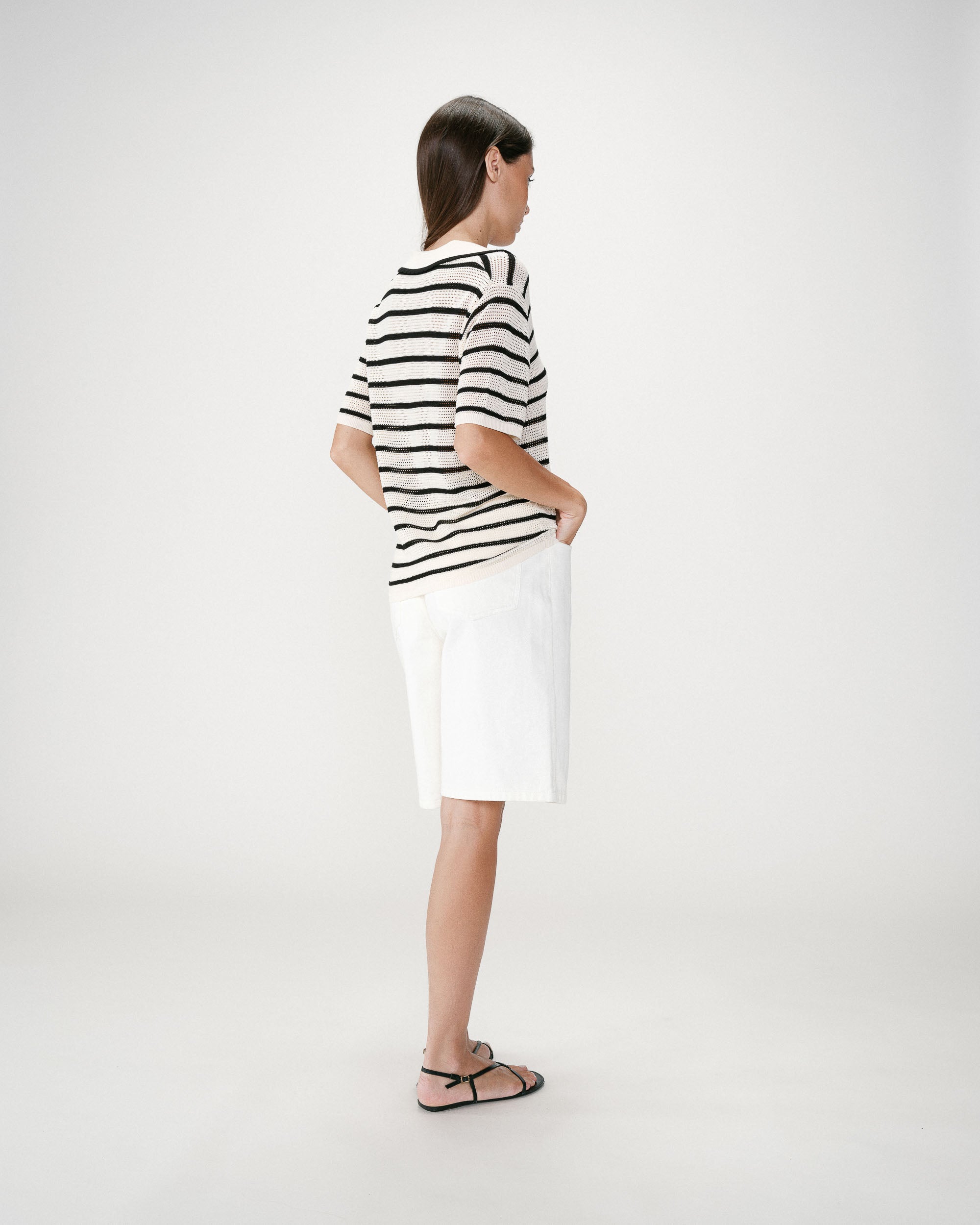 Polo de punto calado escote en V rayure Wilmot