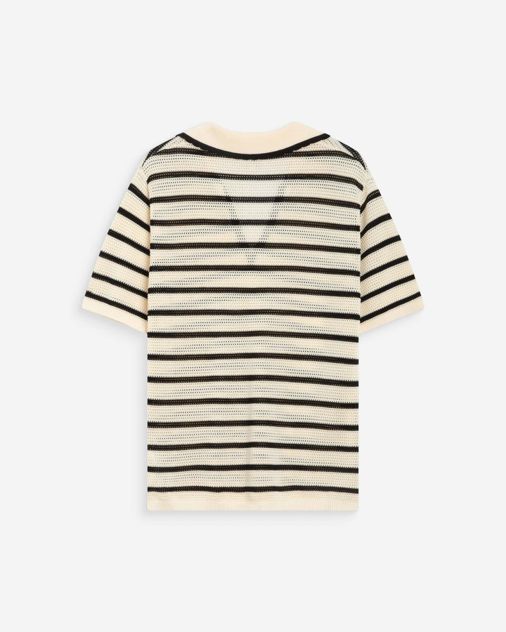 Polo de punto calado escote en V rayure Wilmot