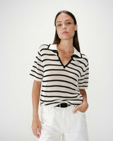 Polo de punto calado escote en V rayure Wilmot