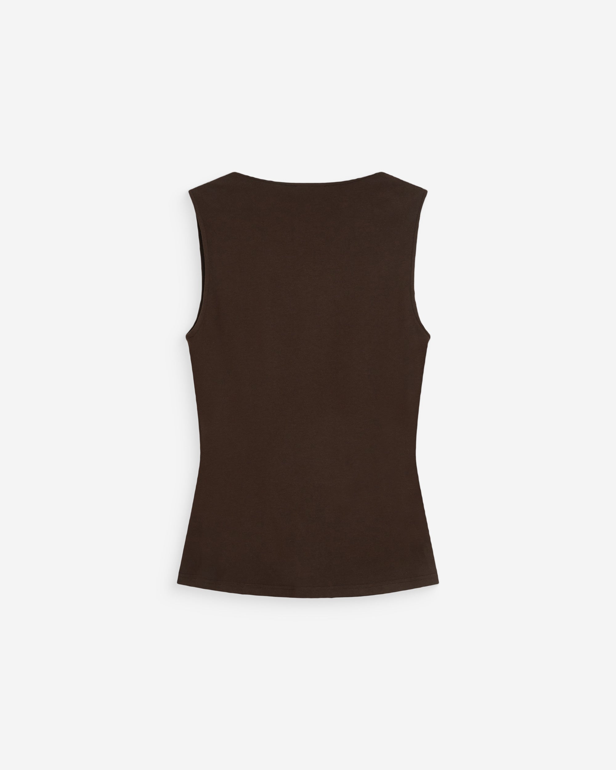 Top drapé asymétrique sans manches chocolat Wagner