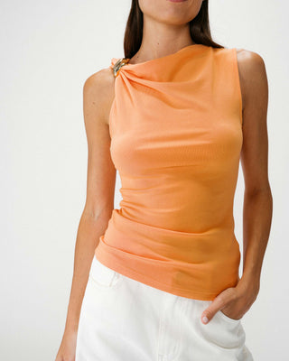 Top asimétrico drapeado sin mangas orange Wagner