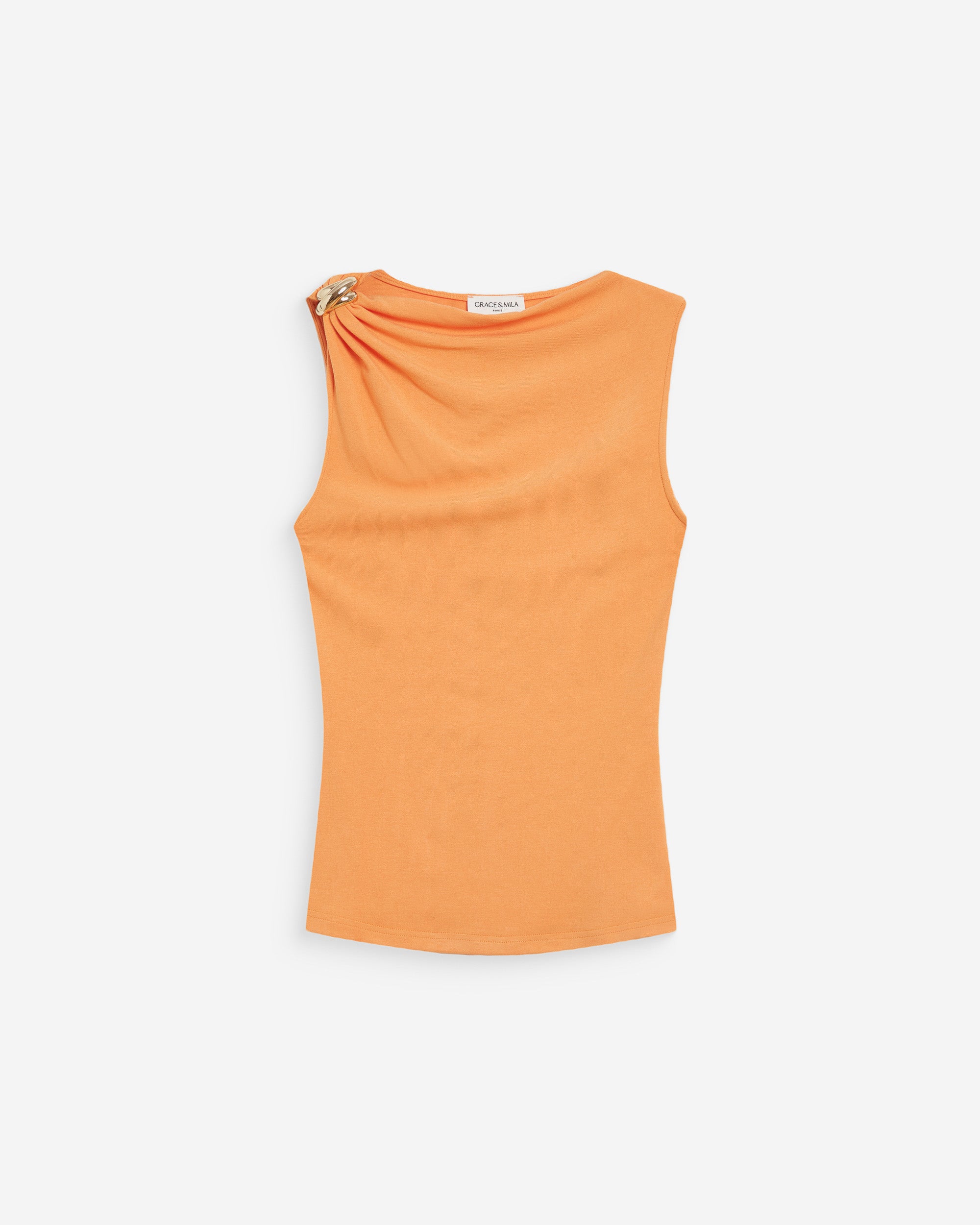Top asimétrico drapeado sin mangas orange Wagner