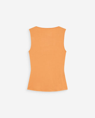 Top asimétrico drapeado sin mangas orange Wagner