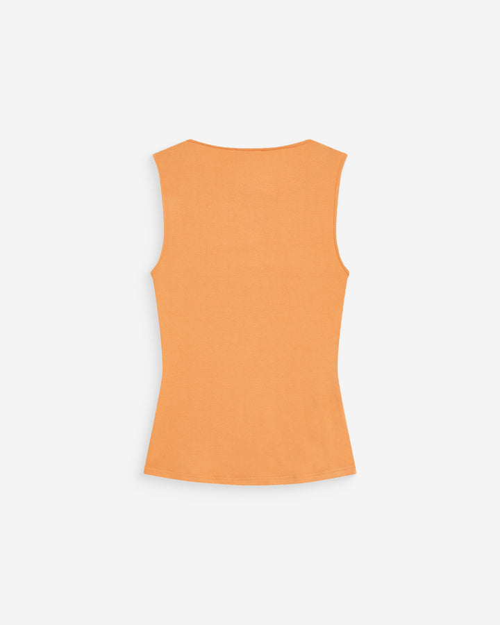 Top asimétrico drapeado sin mangas orange Wagner