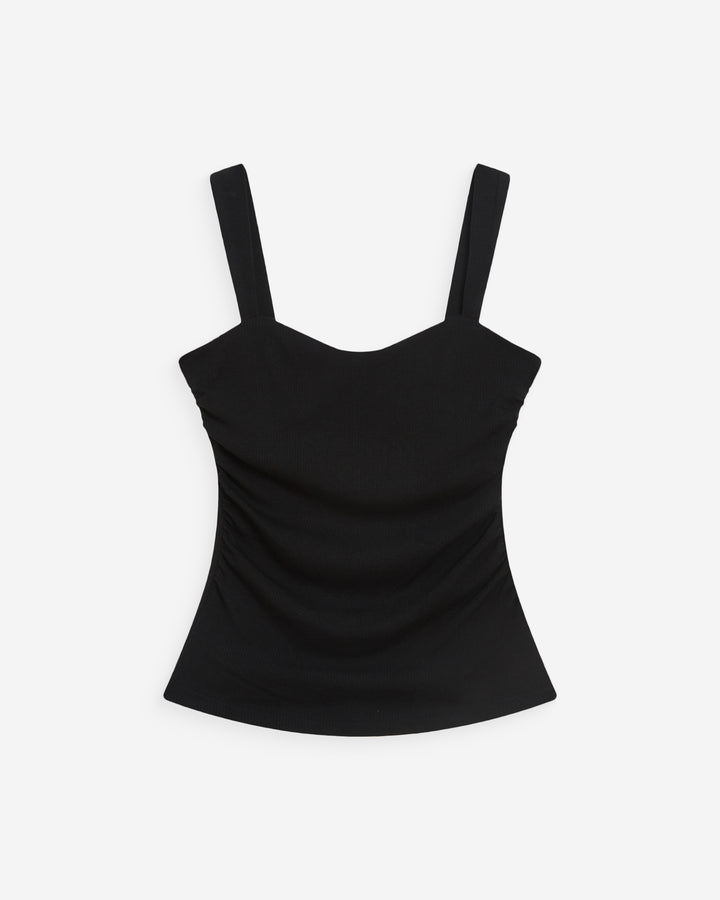 Top fruncido escote corazón sin mangas noir Wyan
