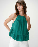 Top fruncido de gasa de algodón emeraude Widy