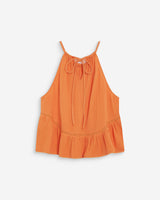 Sleeveless ruched cotton gauze top orange Widy