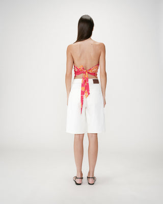 Floral bandeau top with tie-back fuchsia Willara
