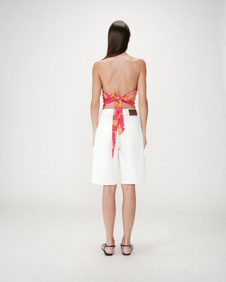 Floral bandeau top with tie-back fuchsia Willara