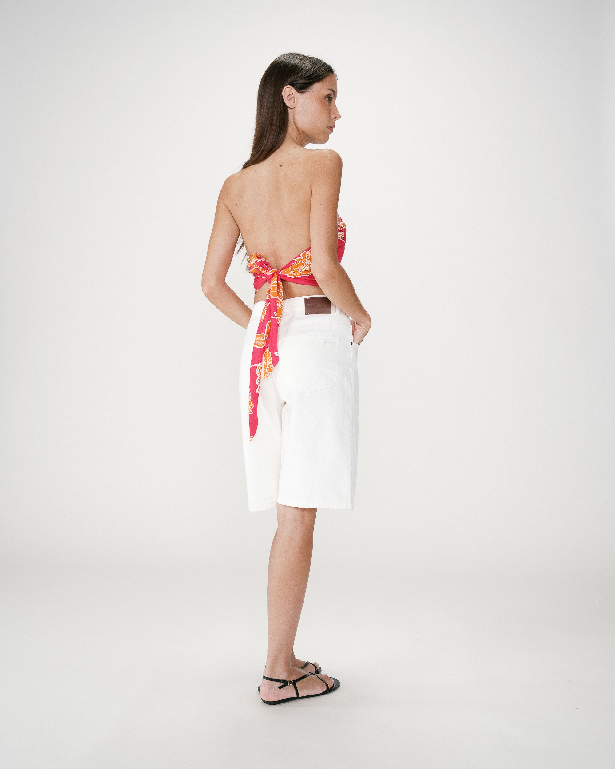 Floral bandeau top with tie-back fuchsia Willara