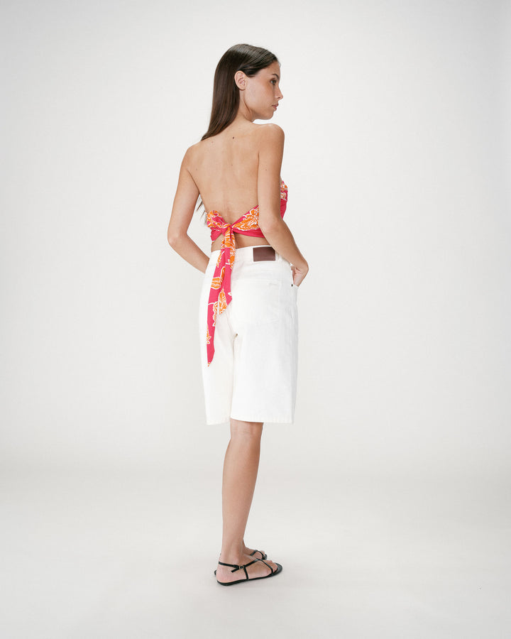 Floral bandeau top with tie-back fuchsia Willara