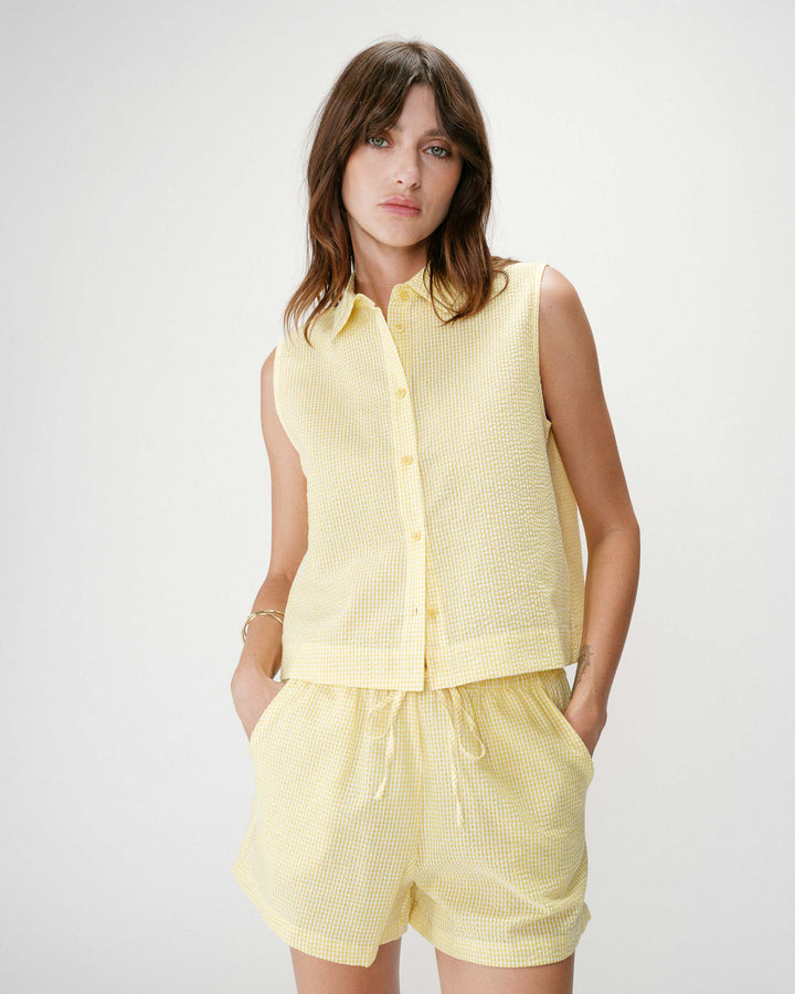 Camisa sin mangas de algodón de cuadros jaune Windell