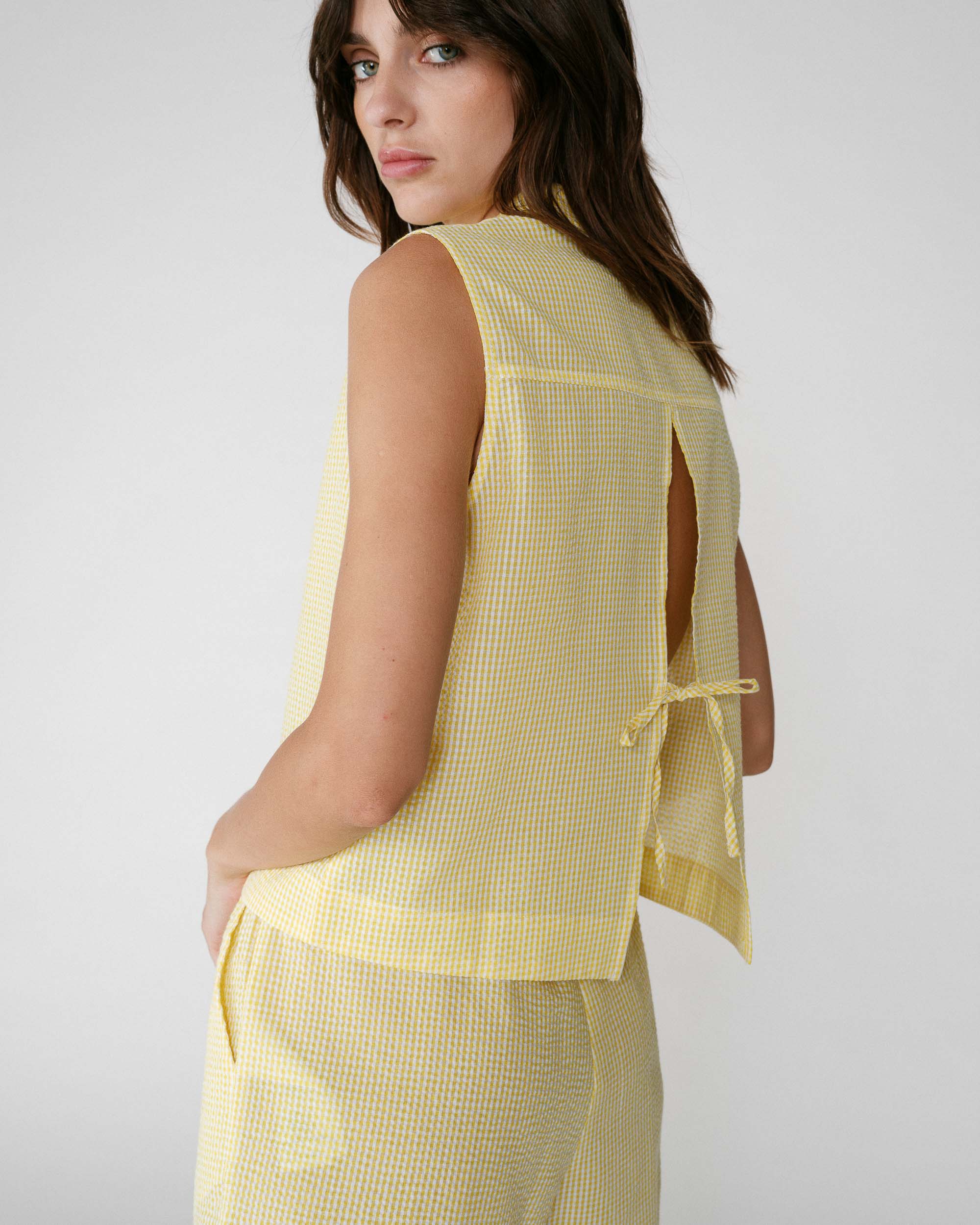 Camisa sin mangas de algodón de cuadros jaune Windell