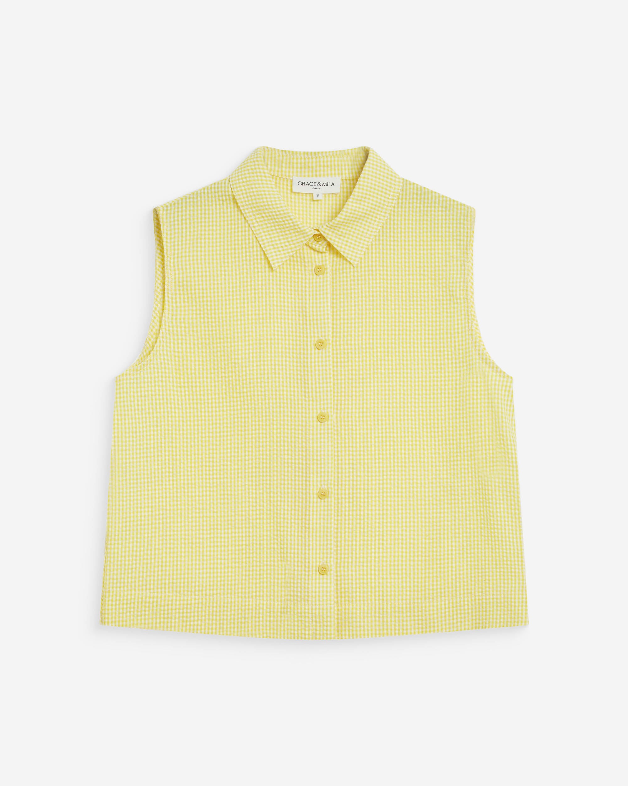 Camisa sin mangas de algodón de cuadros jaune Windell