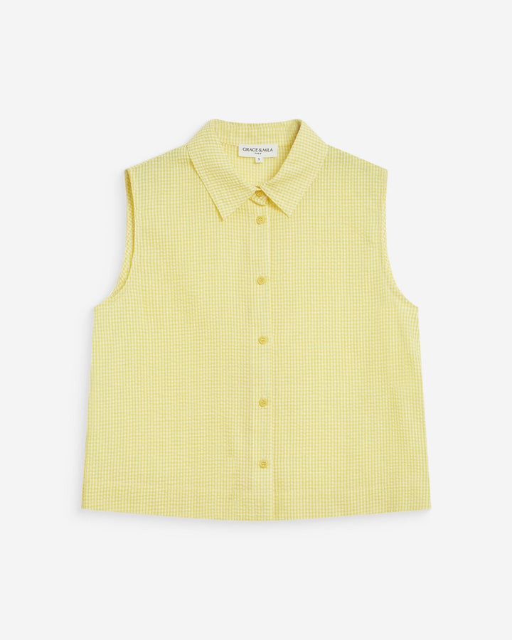 Camisa sin mangas de algodón de cuadros jaune Windell