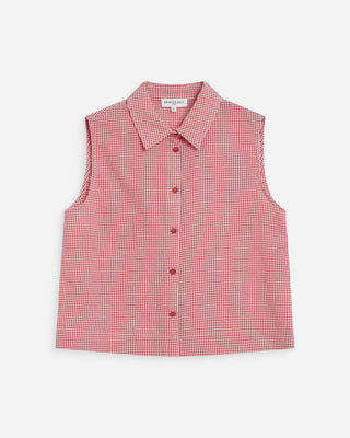 Camisa sin mangas de algodón de cuadros rouge Windell