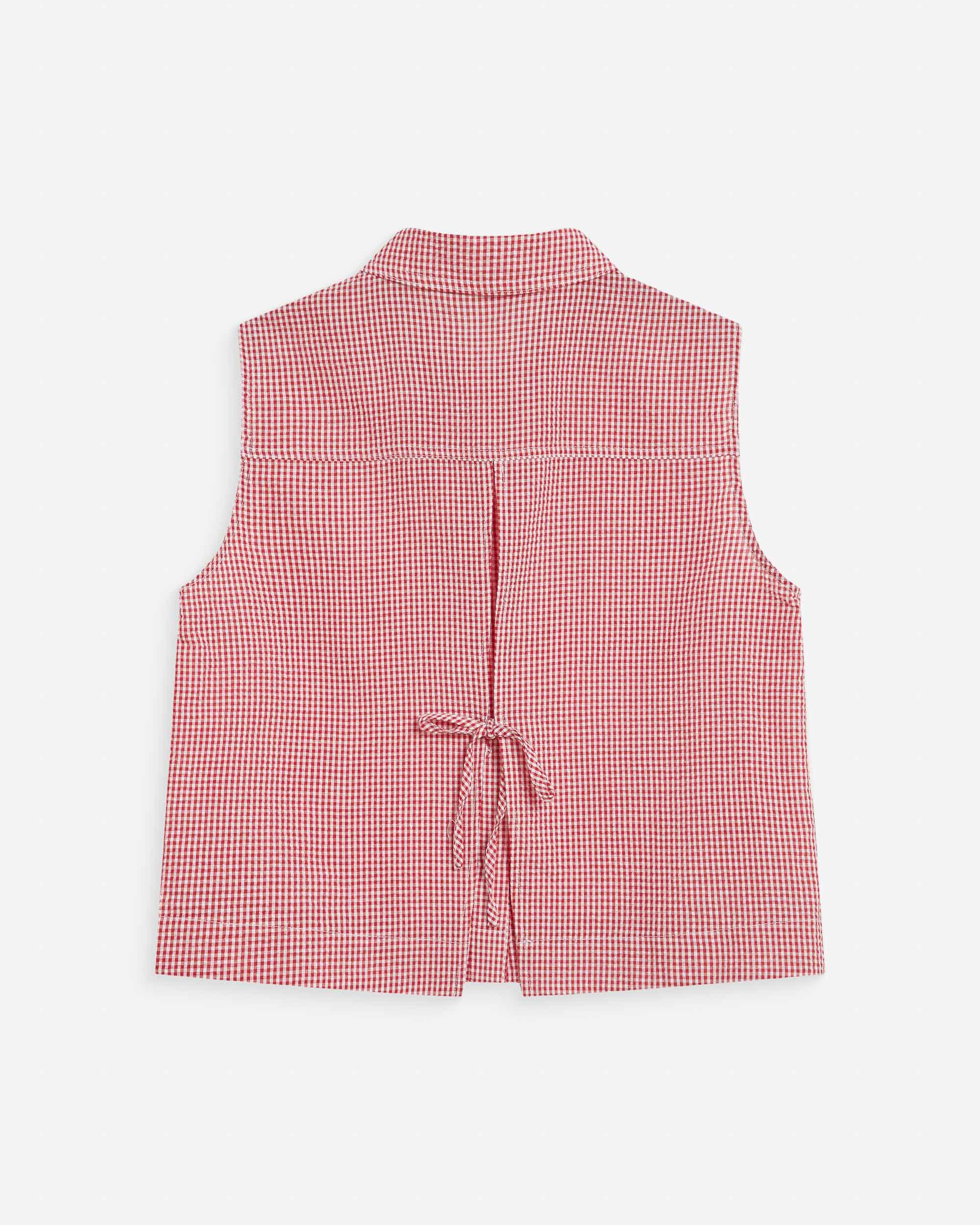 Camisa sin mangas de algodón de cuadros rouge Windell