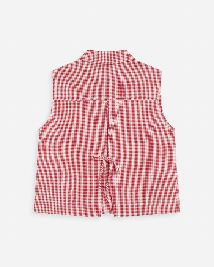 Camisa sin mangas de algodón de cuadros rouge Windell