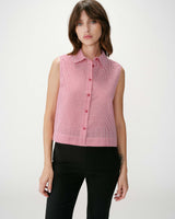 Camisa sin mangas de algodón de cuadros rouge Windell