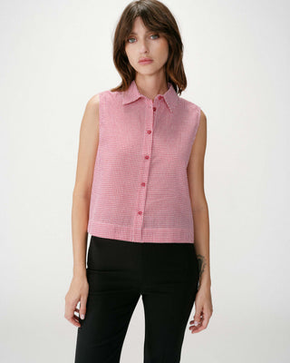 Camisa sin mangas de algodón de cuadros rouge Windell