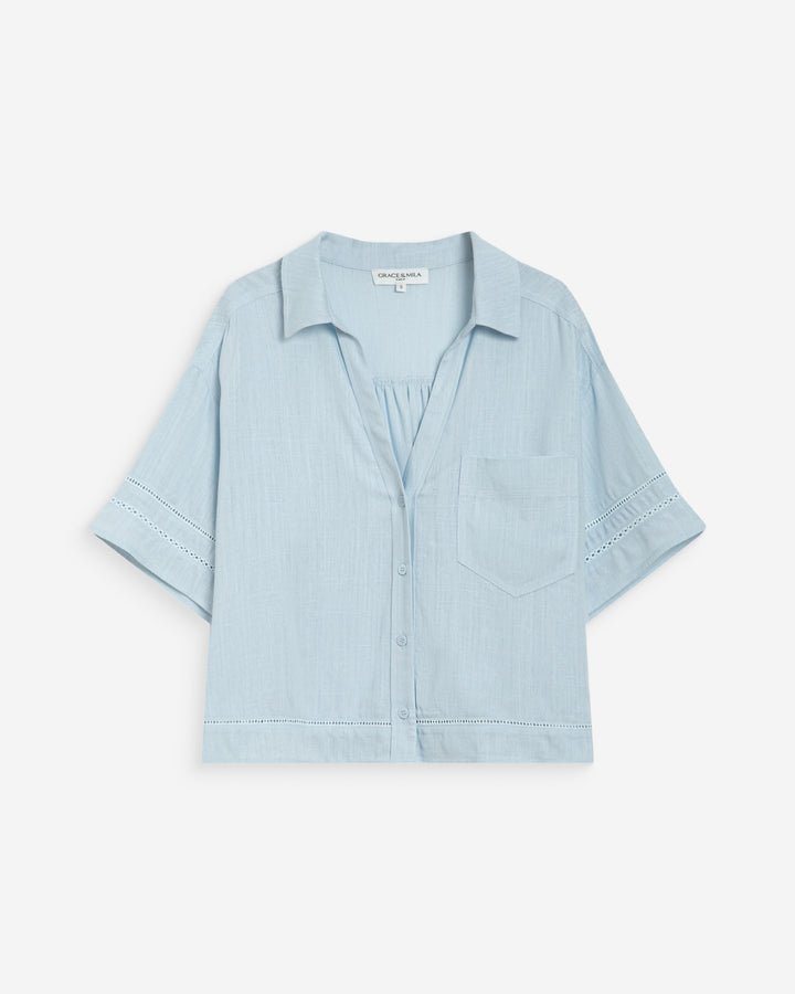 Camisa amplia de encaje manga corta ciel Winka