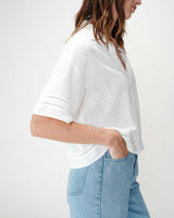 Camisa amplia de encaje manga corta white Winka
