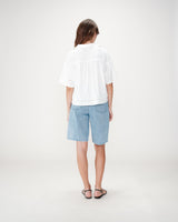 Camisa amplia de encaje manga corta white Winka