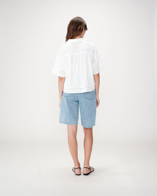 Camisa amplia de encaje manga corta white Winka
