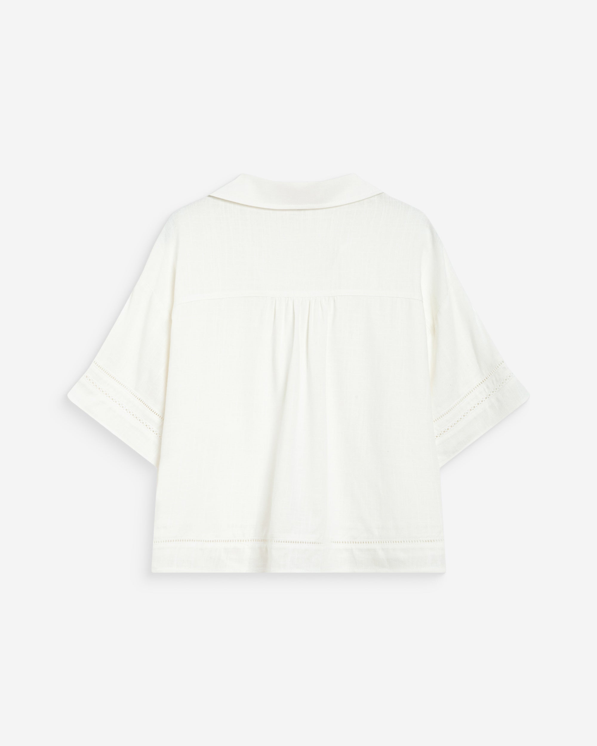 Camisa amplia de encaje manga corta white Winka