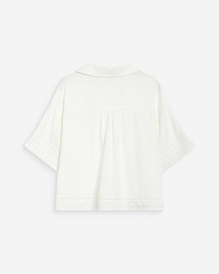 Camisa amplia de encaje manga corta white Winka