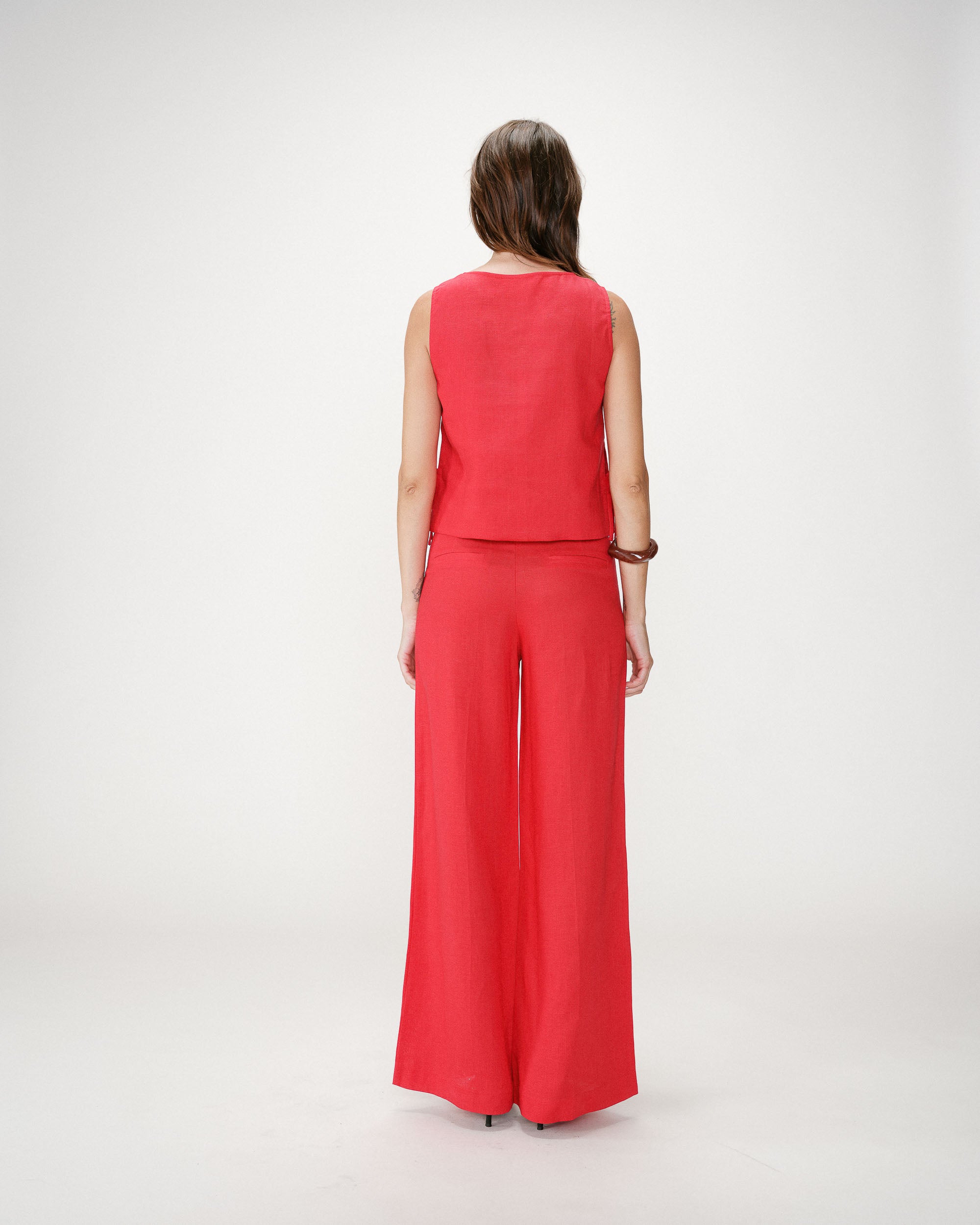 Top recto sin mangas con lazo rouge Wesca