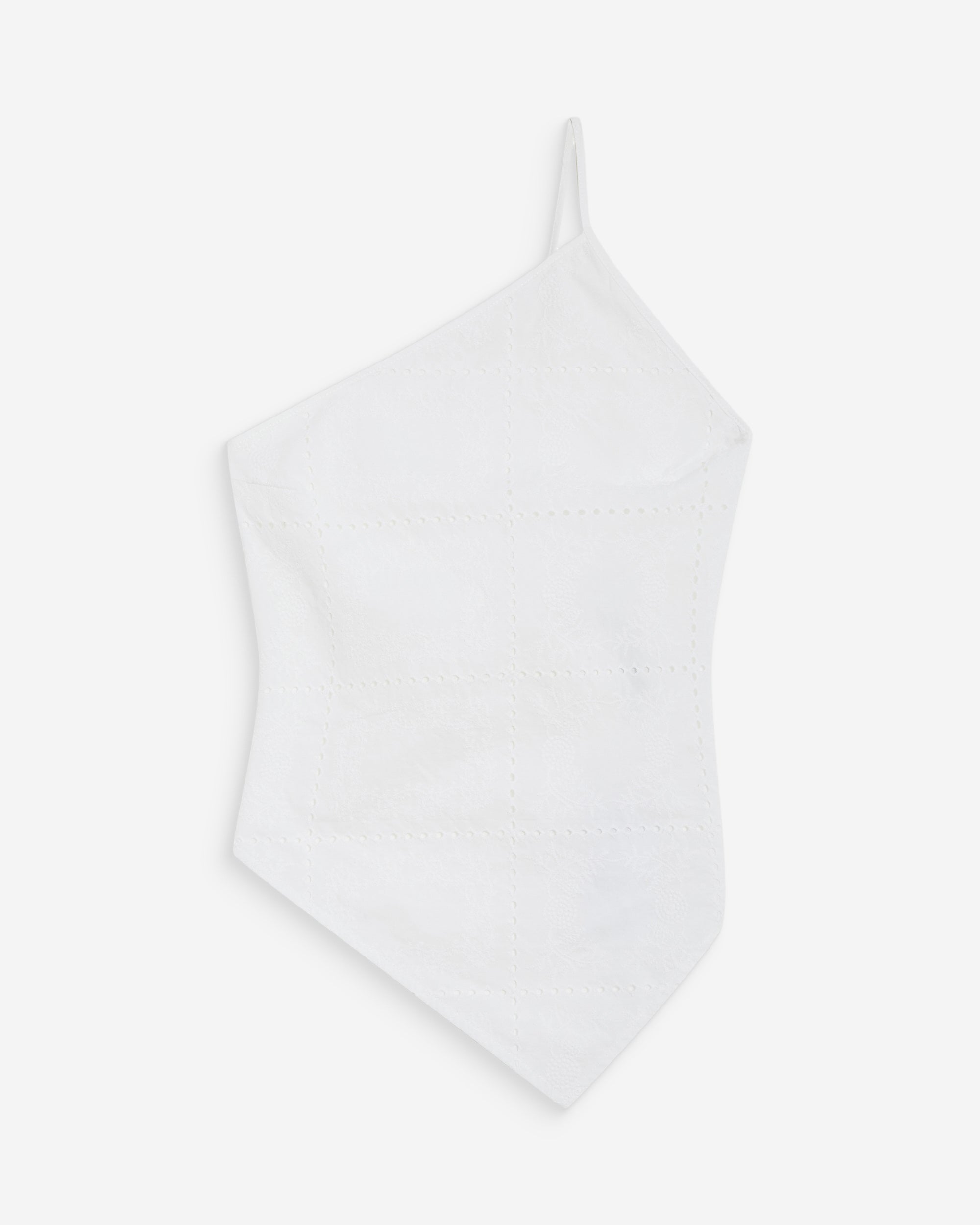 Asymmetric embroidered cotton backless top white Waiting