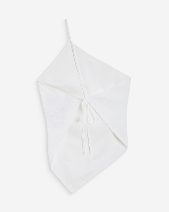 Asymmetric embroidered cotton backless top white Waiting