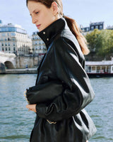 Sac baguette en cuir souple noir Le chouchou